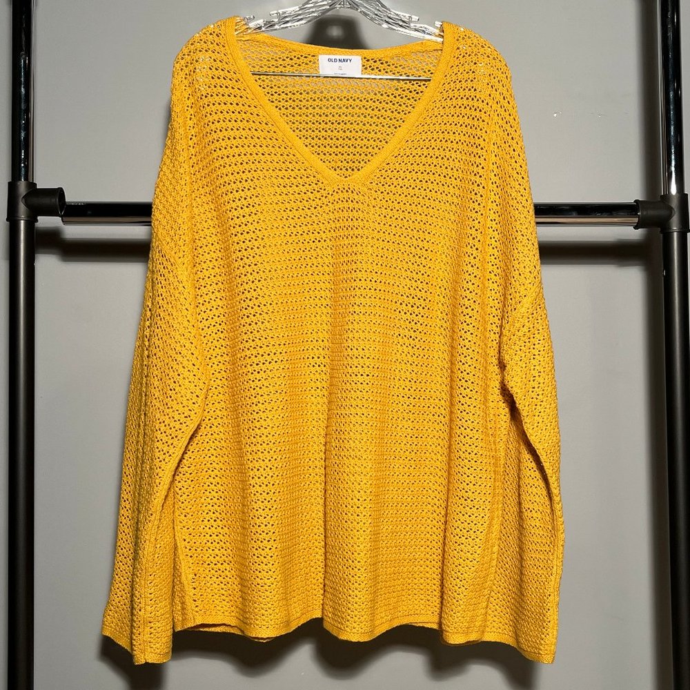 Old Navy Gold V-Neck Knitted Sweater